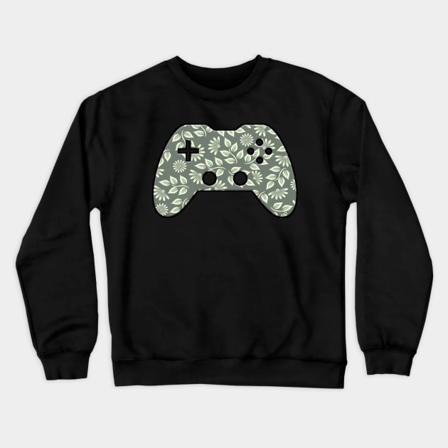 Flower Plant Leaf Pattern - Gaming Gamer Abstract - Gamepad Controller - Video Game Lover - Graphic Background Crewneck Sweatshirt by MaystarUniverse